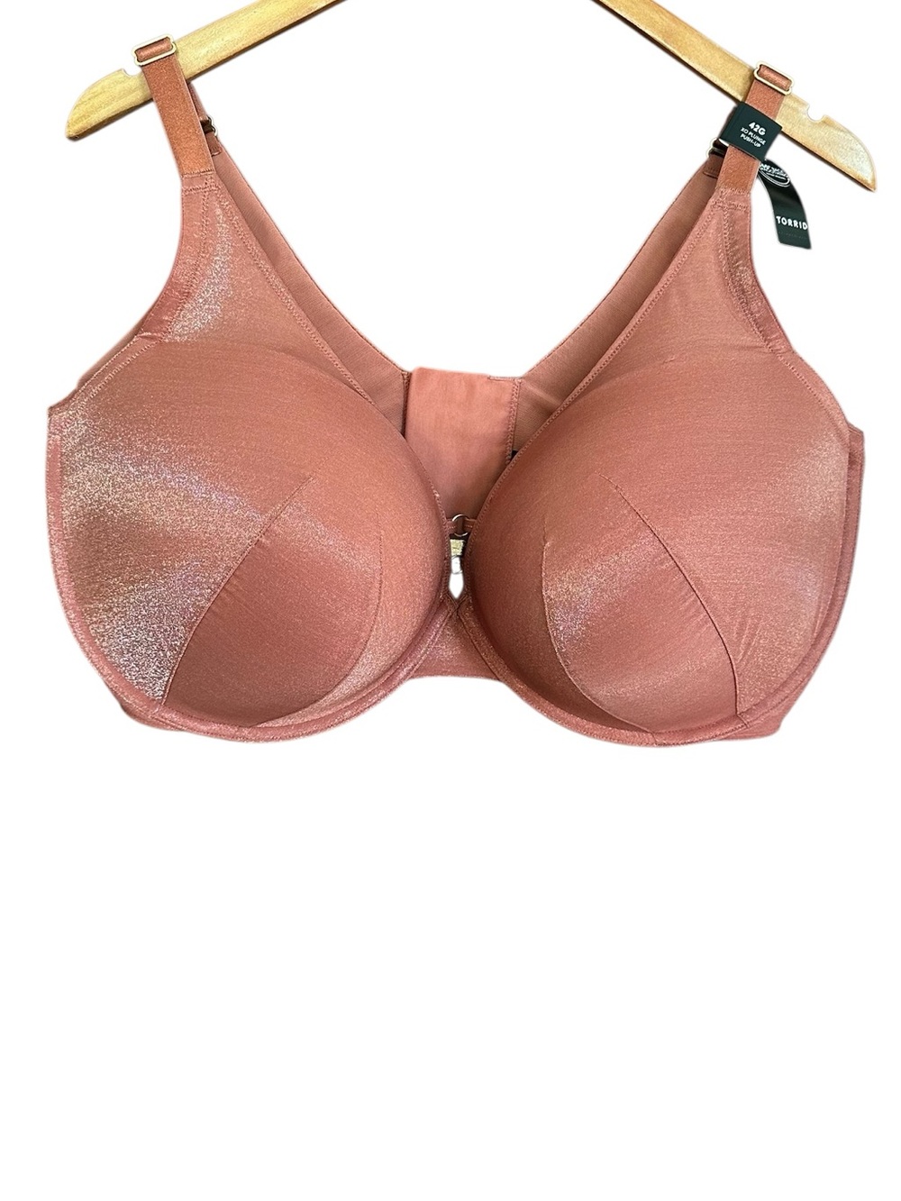 New Torrid Pink Plunge Push-Up High Apex Glisten Straight Back Bra Size 42 G